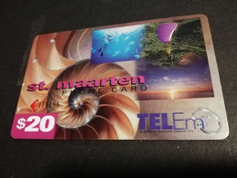 St MAARTEN $20,- ST MAARTEN TEL EM  SHELL/ THICK CARD  Beach Itelsa  **5026** - Antilles (Neérlandaises)