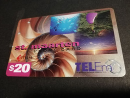 St MAARTEN $20,- ST MAARTEN TEL EM  SHELL/ THICK CARD  Beach Itelsa  **5026** - Antillas (Nerlandesas)