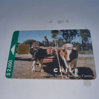 Chile-(CL-TLF-0027)-mapuche Yunta De Bueyes Y Carreta-(143)($2.000)-(?)-(2/2001)-(20.000)-used Card+1card Prepiad Free - Chili