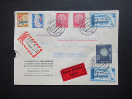 BRD 1957 Heuss I MiF Mit Europa Nr. 242 (2) Und Tuberkulose Marken Einschreiben Stuttgart 9 Durch Eilboten Expres - Cartas