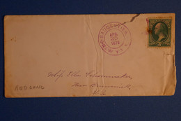 L2 ETATS UNIS BELLE LETTRE 1878 SAUGERTIES POUR NEW BRUNSWICK +CACHET ROUGE AFFRANCH. PLAISANT - Lettres & Documents