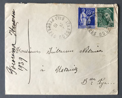 France N°365 Et 411 Sur Enveloppe, TAD ITXASSOU, Bses Pyrénées 1939 - (B3750) - 1921-1960: Modern Period