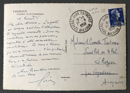 France N°1011B Sur Carte Postale, TAD SEVERAC GARE ENTREPOT, Aveyron (ind.13) - 25.8.1959 - (B3766) - 1921-1960: Période Moderne