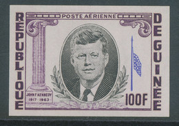 GUINEA 1964 J.F. Kennedy 100 Fr. U/M MAJOR VARIETY: IMPERF + MISSING RED - Guinee (1958-...)