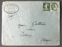 France N°111 Et 137 Sur Enveloppe De Tulle Pour Estaing 1928 - (B3778) - 1921-1960: Période Moderne