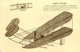 Avion * Aviation * Biplan WRIGHT * Pilotes Aviateurs LEFEBVRE , DE LAMBERT , TISSANDIER , à Reims - ....-1914: Precursori