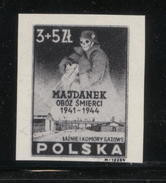 POLAND 1946 MAJDANEK BLACK PRINT IN MEMORY OF HOLOCAUST VICTIMS IN WW2 NAZI GERMANY DEATH CAMP MNH Judaica Jews - Proeven & Herdruk