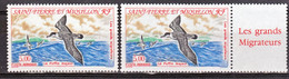 Saint Pierre Et Miquelon PA  72 Variété Nuages Verts Et Normal Puffin   Neuf ** MNH Sin Charmela - Non Dentelés, épreuves & Variétés