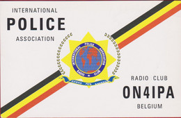 QSL Card Amateur Radio CLUB Funkkarte Politie International POLICE Association Belgium 1995 Polizei - Radio Amateur