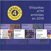 ESPAGNE SPANIEN SPAIN ESPAÑA 2019 YEAR BOOK WITH ALL ATM LABELS  TODOS LOS SELLOS ATM DEL AÑO NNH YT D150 - Dienstmarken