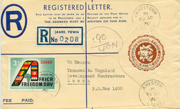 GHANA 1960 8d Coat Of Arms Registered Postal Stationery Env (H&G C3) JAMESTOWN - Ghana (1957-...)