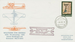 GRIECHENLAND 1982 Luftpostableitung 50.Jahrestag Weltrundfluges ATHEN – FRANKFURT - Brieven En Documenten