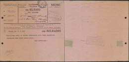 Télégramme / Telegram Déposé à Moscou (1948) Via Belradio > Bruxelles + Obl Télégraphe-téléphone. - Post-Faltblätter