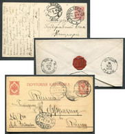 62112 Russia Lithuania Lietuva Vilna (Vilnius) RAILWAY Station Cancel 1876-1914-1915 Cover Card 3 Pcs. - Cartas