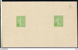 Semeuse Lignée Essai De 1906 Sans Faciale Et En Vert Clair, Toujours Présenté Par Paire, Pas Courant - 1903-60 Semeuse A Righe