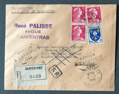 France N°1005 Et 1011 (x3) Sur Enveloppe Recommandée De Carpentras 1956 - (B3780) - 1921-1960: Période Moderne