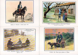 Série 4 CP - Courrier à Cheval(1831) En Barque (1910) Facteur Landais (1896) Facteur(Voiture à Chien)  (121316) - Poste & Facteurs