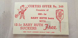 2scans USA 1938 Postal Stationery BABY ROTH SUCKERS BARS Curtiss Food Feeding Sweet Sugar, Syracuse - Alimentation