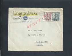 LETTRE COMMERCIALE SUR TIMBRES D ESPAGNE LABORATORIO LEVEL S A BARCELONA ( BARCELONE ) : - Espagne