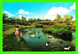 MOOSE JAW, SASKATCHEWAN - CRESCENT PARK - ANIMATED KID AND DUCKS - COLOR PHOTO BY JOE FARTAK - - Altri & Non Classificati