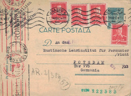 Ganzsache Brasov 13.3.1942 > Rustinsche Lehrinstitut Für Fernunterricht Potsdam - Censura Externa - OKW Geprüft - 2de Wereldoorlog (Brieven)