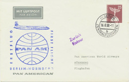 BERLIN 1958 First Flights Pan American Airways BERLIN-NUREMBERG + NUREMBERG-BERLIN - Postales Privados - Usados