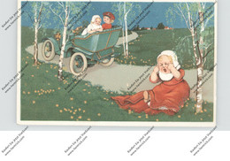 KINDER - Kinder Und Automobil, 1918, Präge-Karte, Embossed, Relief - Dessins D'enfants