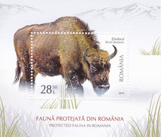 PROTECTED FAUNA IN ROMANIA,BISON,BLOCK 20219,MNH,ROMANIA. - Ganze Bögen