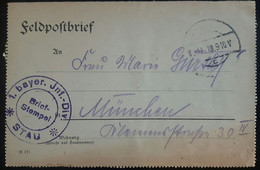 Feldpostkarte 1 Bayer Inf Div STAB - Otros & Sin Clasificación