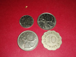 4 MONNAIES ILES MAURICE 1971 ET CANADA Non Nettoyées - Mauritius