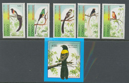 CONGO 1993 FAUNA PAJAROS 5 SELLOS + HOJITA BLOQUE - Other & Unclassified