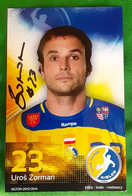 Uros Zorman Slovenian Player Handball Card With Autograph Handball Club Kielce Poland 2013/2014 - Handball