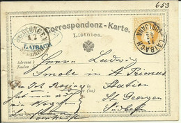 1872 Correspondenz-Karte Listnica (Slov) Gelaufen Von Laibach (Lubljana) Nach St. Georgen - Stamped Stationery