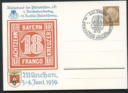 DR PP122/C106-01 Privat-Postkarte MÜNCHEN PHILATELISTENTAG Sost. Salzburg 1939 - Private Postal Stationery