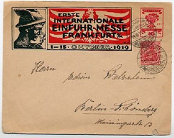 DR PU46/C1-02 Privat-Umschlag MESSE FRANKFURT Sost. 1919 - Enveloppes