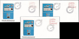 1984 Mi-Nr. ATM 1 Satz 1 Auf 3 FDC Sonderstempel Int. Brfm Messe Essen - Franking Labels