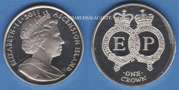 ASCENSION ISLAND  2011 CUPRO-NICKEL CROWN PROOF ROYAL WEDDING ANNIVERSARY ELISABETH & PHILLIP POBJOY MINT EXCELLENT - Ascension (Insel)