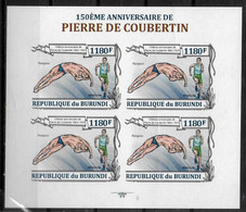 BURUNDI  Feuillet  N° 2051  * *  NON DENTELE   Coubertin Plongeon Natation Course - Tuffi