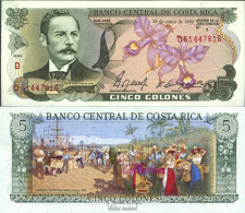 Costa Rica Pick-Nr: 236e (1990) Bankfrisch 1990 5 Colones Orchideen - Costa Rica