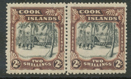 COOKINSELN 1945 2 Sh. Rotbraun/schwarz Eingeborenenhütte Wz.3, Postfrisches Paar - Cook Islands