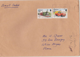JERSEY 1999 Enveloppe Vers La France Affranchissements Universal Postal Union  Train Et Morris Oblitérés - Used Stamps