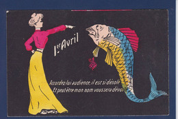 CPA Poisson D'avril Grivoise Type Sager Non Circulé Femme Women - Poissons Et Crustacés