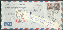 N°1070-848A - 10Frs. Poortman + 7Fr.50 Lunettes (type Marchand) Obl. Sc BRUXELLES 3 sur Lettre Recommandée Du 28-10-1959 - 1953-1972 Anteojos