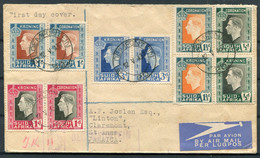1937 South Africa Coronation First Day Cover, Registered Airmail Bloemfontein - Claremont Jamaica - Aéreo