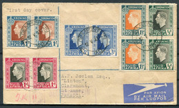 1937 South Africa Coronation First Day Cover, Registered Airmail Bloemfontein - Claremont Jamaica - Poste Aérienne