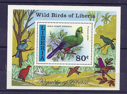 OISEAUX: TOURACO (Turacus Persa) Sur Bloc-feuillet LIBERIA - Cuckoos & Turacos