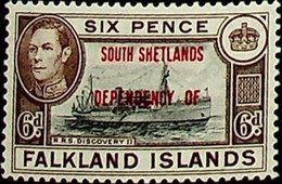 Falkland Islands, Dependencies 1944 6d SG D6 * MH KGVI (002744) - Used Stamps