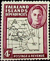 Falkland Islands, Dependencies 1946 4d SGG5a * MH KGVI  80th Paral Flaw (002755) - Oblitérés