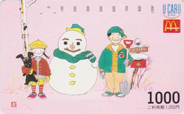 Carte Prépayée JAPON - MCDONALD'S - SERIE DESSIN  - Bonhomme De Neige Snowmab 1000 Y - JAPAN Prepaid U Card - 172 - Lebensmittel
