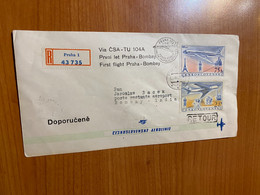 Lettre R -1 Er Vol CSA -Prague / Bombay 1959 - Poste Aérienne